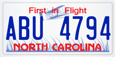 NC license plate ABU4794