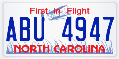 NC license plate ABU4947