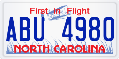 NC license plate ABU4980