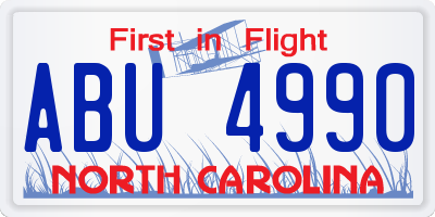 NC license plate ABU4990