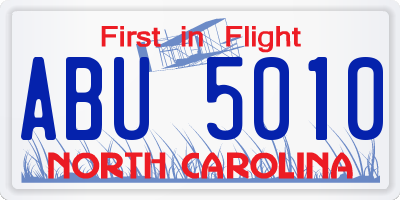 NC license plate ABU5010