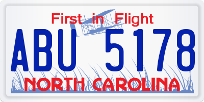 NC license plate ABU5178