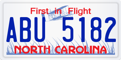 NC license plate ABU5182