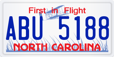 NC license plate ABU5188