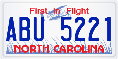 NC license plate ABU5221