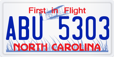 NC license plate ABU5303