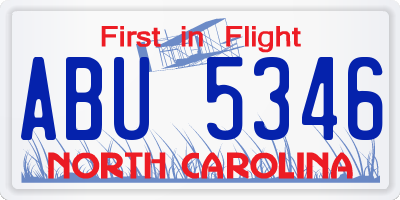 NC license plate ABU5346