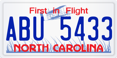 NC license plate ABU5433