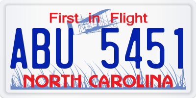 NC license plate ABU5451