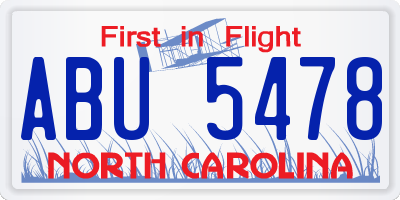 NC license plate ABU5478