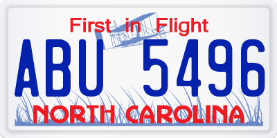 NC license plate ABU5496