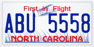 NC license plate ABU5558