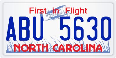 NC license plate ABU5630