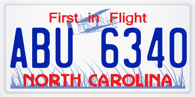 NC license plate ABU6340