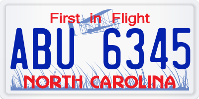 NC license plate ABU6345