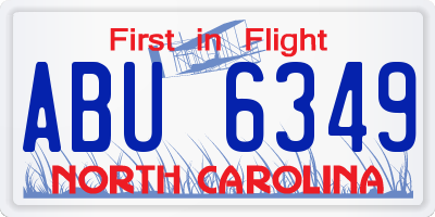 NC license plate ABU6349