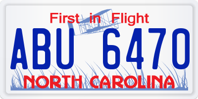 NC license plate ABU6470