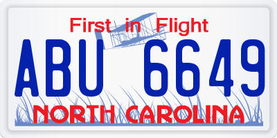 NC license plate ABU6649