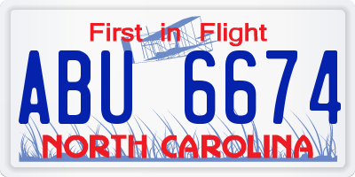 NC license plate ABU6674