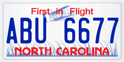 NC license plate ABU6677