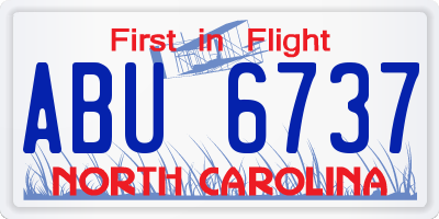NC license plate ABU6737