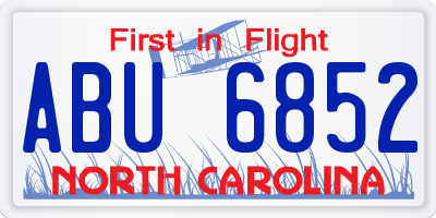 NC license plate ABU6852