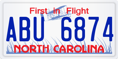NC license plate ABU6874