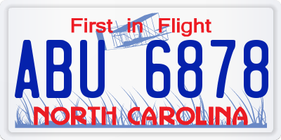 NC license plate ABU6878