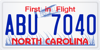 NC license plate ABU7040