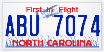 NC license plate ABU7074