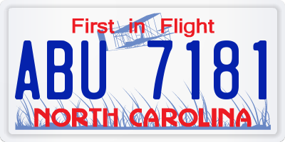 NC license plate ABU7181