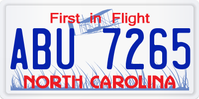NC license plate ABU7265