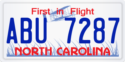 NC license plate ABU7287
