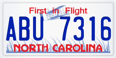 NC license plate ABU7316