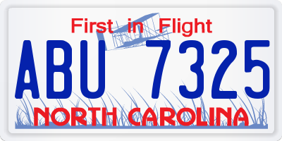 NC license plate ABU7325