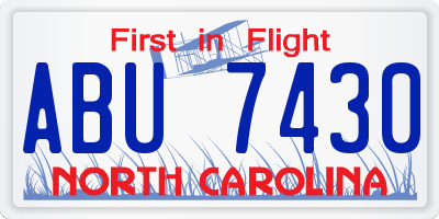 NC license plate ABU7430