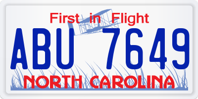 NC license plate ABU7649