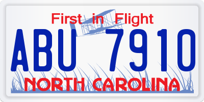 NC license plate ABU7910