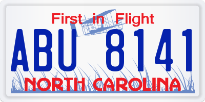NC license plate ABU8141