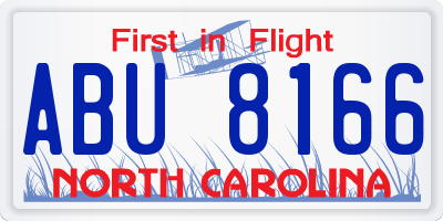 NC license plate ABU8166