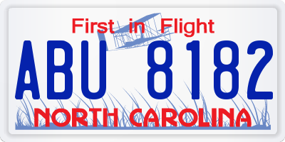 NC license plate ABU8182