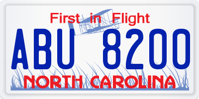 NC license plate ABU8200