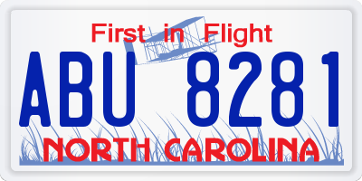 NC license plate ABU8281