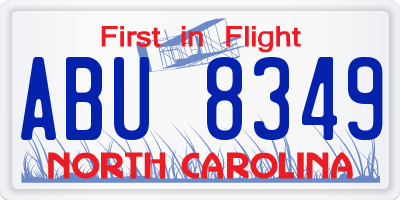 NC license plate ABU8349