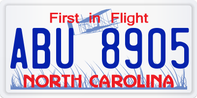 NC license plate ABU8905