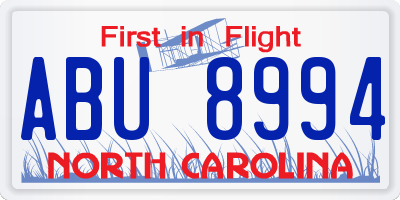 NC license plate ABU8994