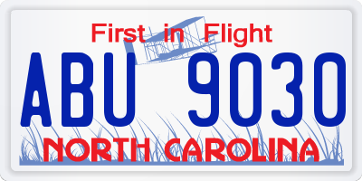 NC license plate ABU9030