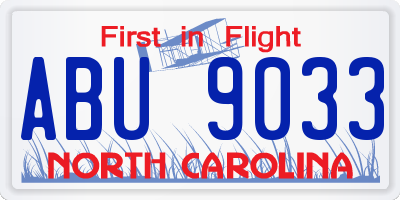 NC license plate ABU9033