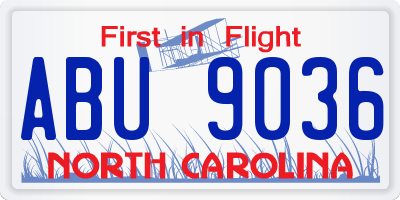 NC license plate ABU9036