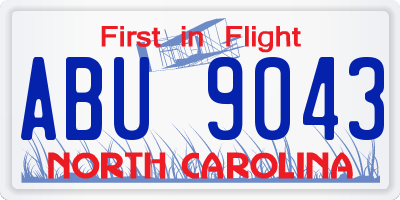 NC license plate ABU9043